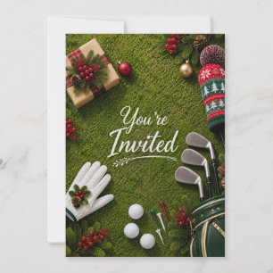 Invitation Golf Par Tee Golfeur Party de Noël 