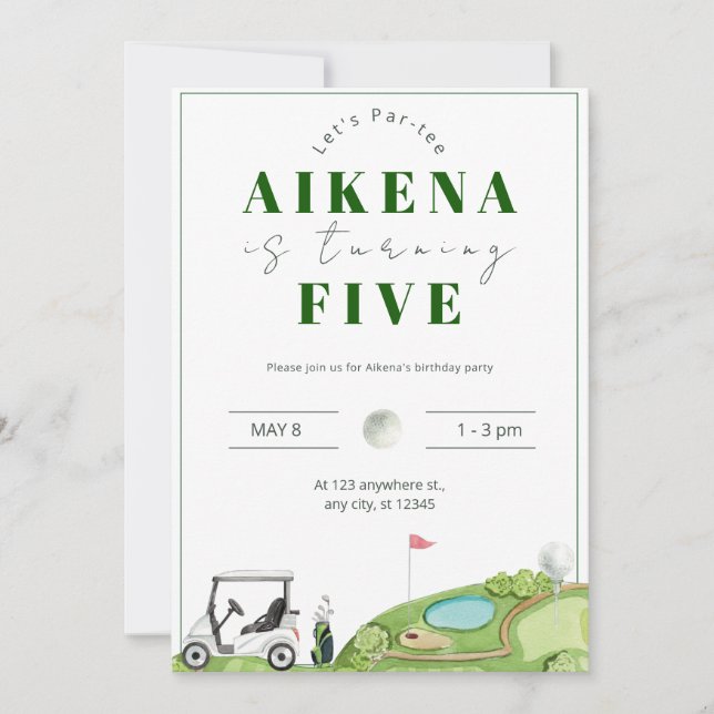 Invitation Golf Par tee La fête d'anniversaire des enfants (Devant)