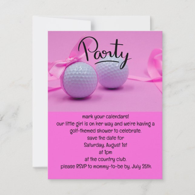 Invitation Golf petite fille c'est fille sur Arrière - plan r (Devant)