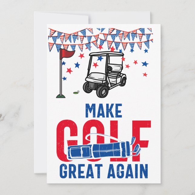 Invitation Golf Rendre le golf grand avec drapeau d'Amérique (Devant)