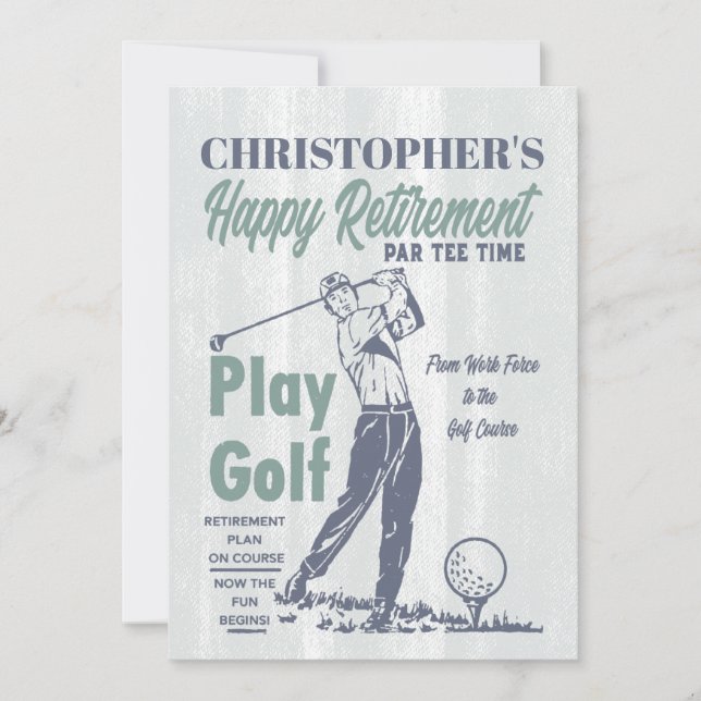 Invitation Golf Retro Happy Retirement Party (Devant)