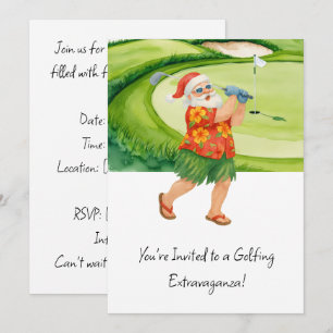 Invitation Golf Santa Claus golf Noël été Thème