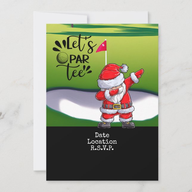 Invitation Golf Santa Claus Noël Fête de Noël Enregistrer la  (Devant)