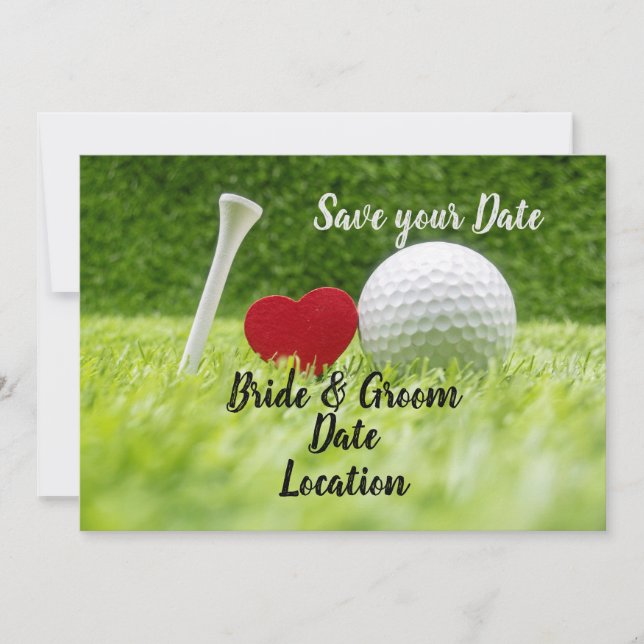 Invitation Golf sauve la date balle de golf avec amour (Devant)