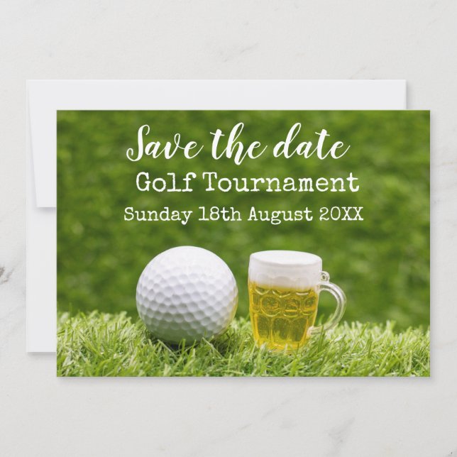 Invitation Golf Sauvez la date Tournoi de golf avec bière (Devant)