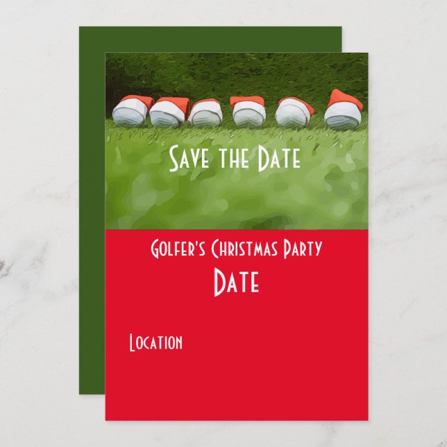 Invitation Golf Save the Date Christmas Party Golf ball Père  (Devant / Derrière)