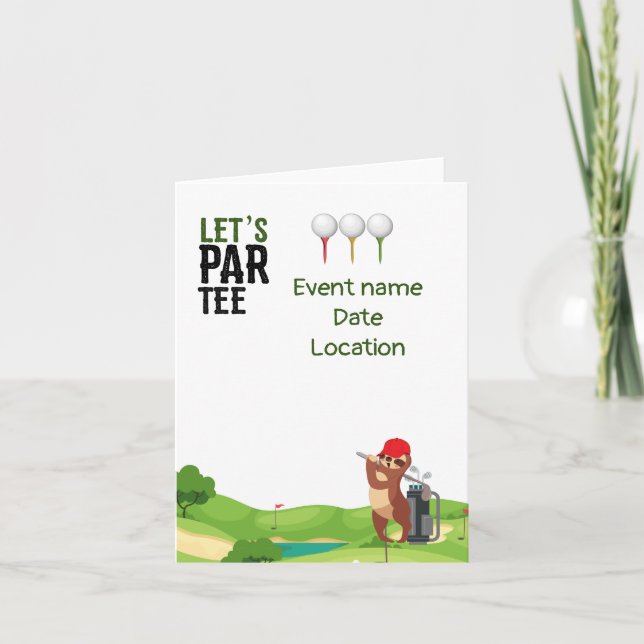 Invitation Golf Save the Date Let's Par Tee avec Sloth drôle (Devant)