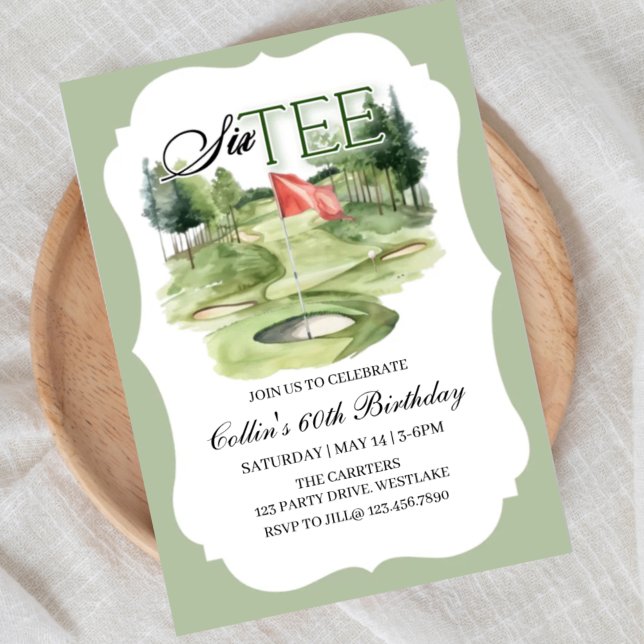 Invitation Golf SIX-TEE Birthday, 60, Golf Birthday,   (Créateur téléchargé)