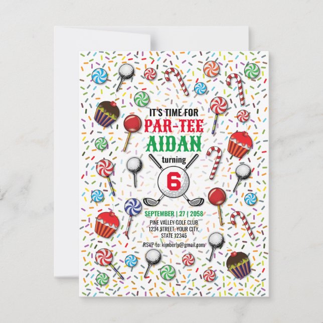 Invitation Golf sur mesure Anniversaire Par Tee Design (Devant)