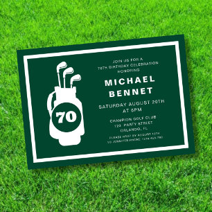 Invitation Golf Vert Moderne 70e Anniversaire