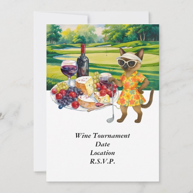 Invitation Golf wine tasting tournament with wine at course  (Devant)