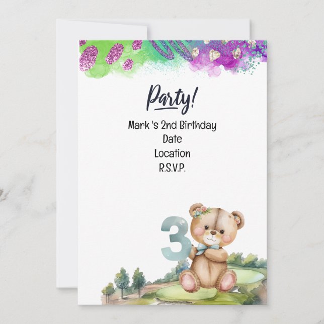 Invitation Golfer 3e anniversaire Save the Date Boy (Devant)