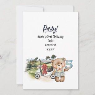 Invitation Golfer 5th Birthday Girl Date de sauvegarde