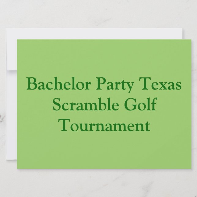 Invitation Golfer Golf Golf Green soirée de bachelor. (Devant)
