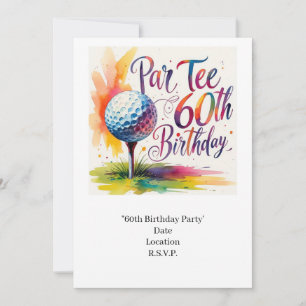 Invitation Golfeur 60e anniversaire avec balle de golf sur te