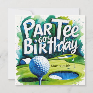 Invitation Golfeur 60e anniversaire avec balle de golf sur te