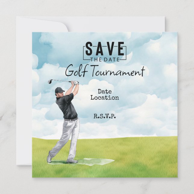 Invitation Golfeur sur le terrain de golf enregistrer la date (Devant)