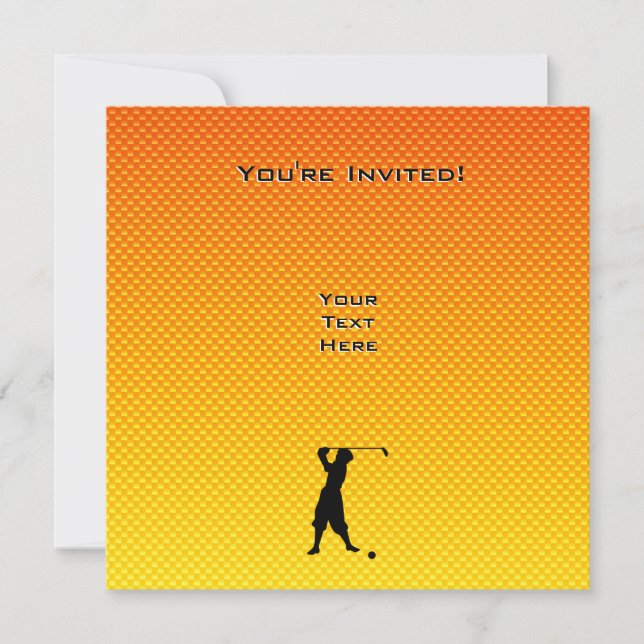Invitation Golfeur Vintage orange jaune (Devant)