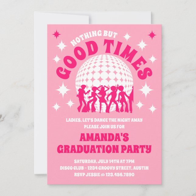 Invitation Good Times Super Pink Graduation Party (Devant)