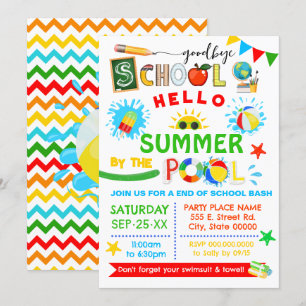 Invitation Goodbye School Hello Summer Pool Bash