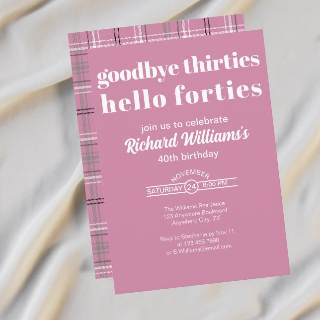Invitation Goodbye Thirtis Hello Forties Modern 40th Birthday (Créateur téléchargé)