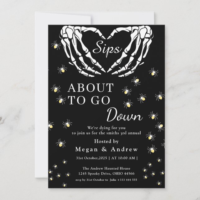 Invitation gorgées sur le point de descendre fête Halloween (Devant)