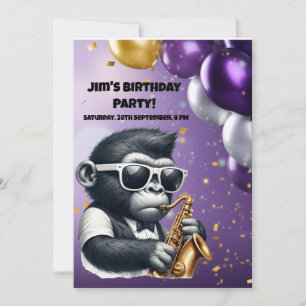Invitation Gorille jouant du Saxophone