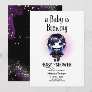 Invitation Goth Baby Girl est en train de brasser Vampire Bat