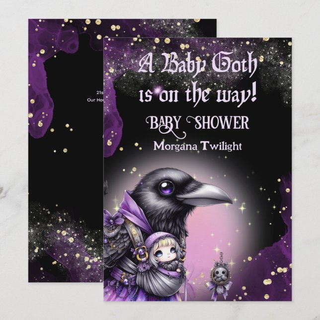 Invitation Goth Baby Girl livrée par Crow Moonlight (Devant / Derrière)