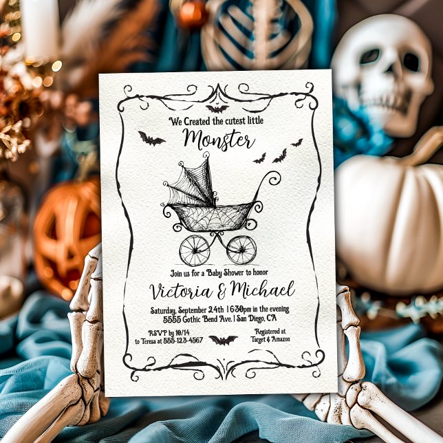 Invitation Goth Halloween Carriage Baby Shower (Créateur téléchargé)
