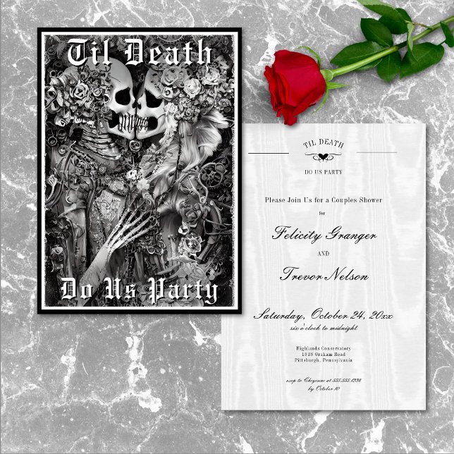 Invitation Goth Til Death Do Us Party Skeleton Couples Douche (Goth Til Death Do Us Party Skeleton Couples Shower Invitation)