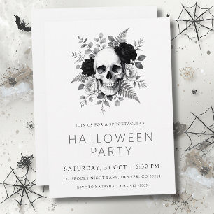 Invitation Gothic Crâne & Roses Halloween 