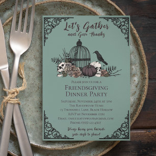 Invitation Gothic Crânes & Roses Action de grâce Friendsgivin