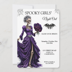 Invitation Gothic Skeleton Halloween Girls Night Out Violet R