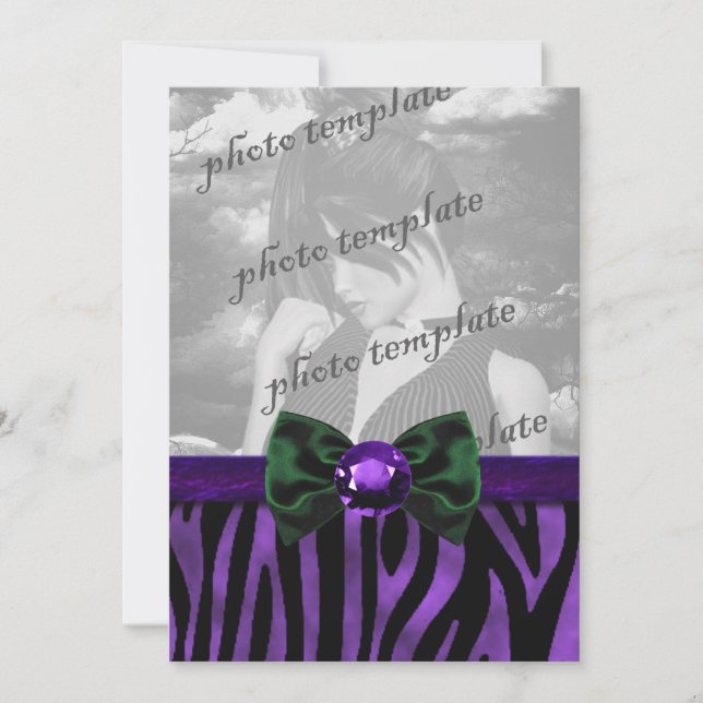 Invitation gothique arc enrubanné orné Purple Zebr (Devant)
