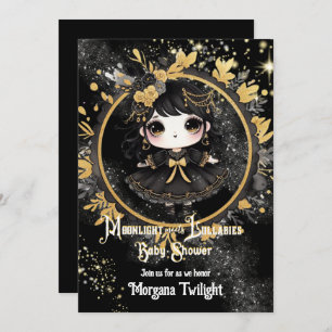 Invitation Gothique Baby shower mignonne Fille Lune Lullabe L