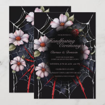 Gothique Black & Red Spider Floral Web Handfasting