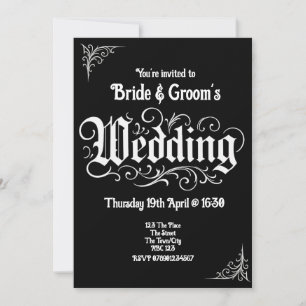 Invitation Gothique Black Rock Metal Mariage Noms personnalis