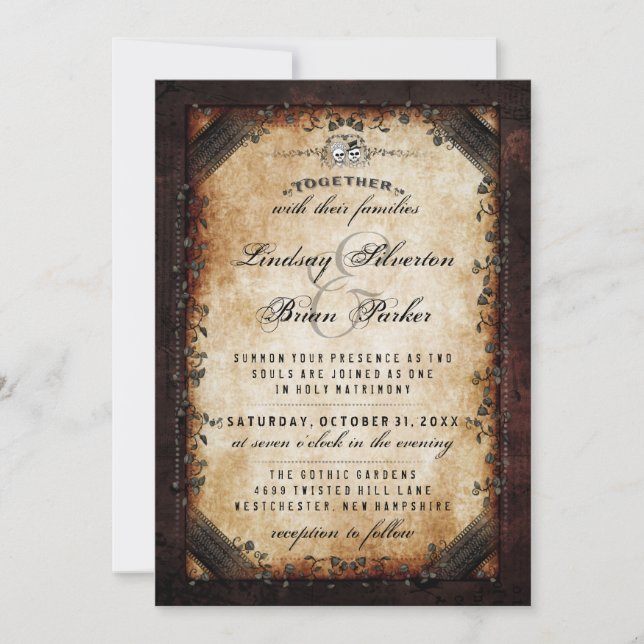 Invitation Gothique Brown de Halloween "ainsi que" le (Devant)