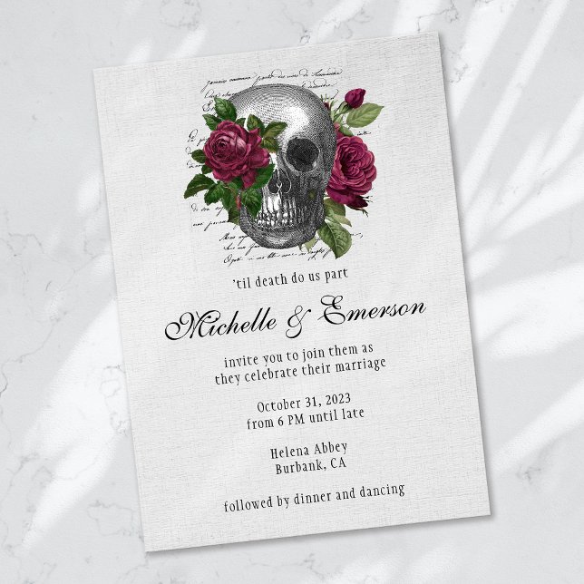 Invitation Gothique Crâne Floral jusqu'à la mort nous séparon (Créateur téléchargé)