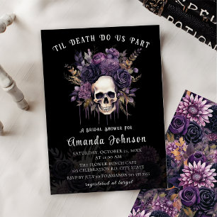 Invitation Gothique Crâne foncé Floral Halloween Fête des mar