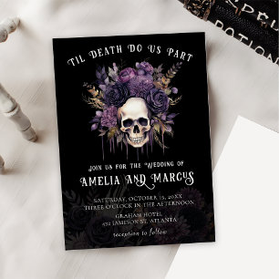 Invitation Gothique crâne foncé Floral Halloween Mariage