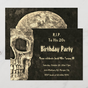 Invitation Gothique crâne humain fête d'anniversaire RIP à se