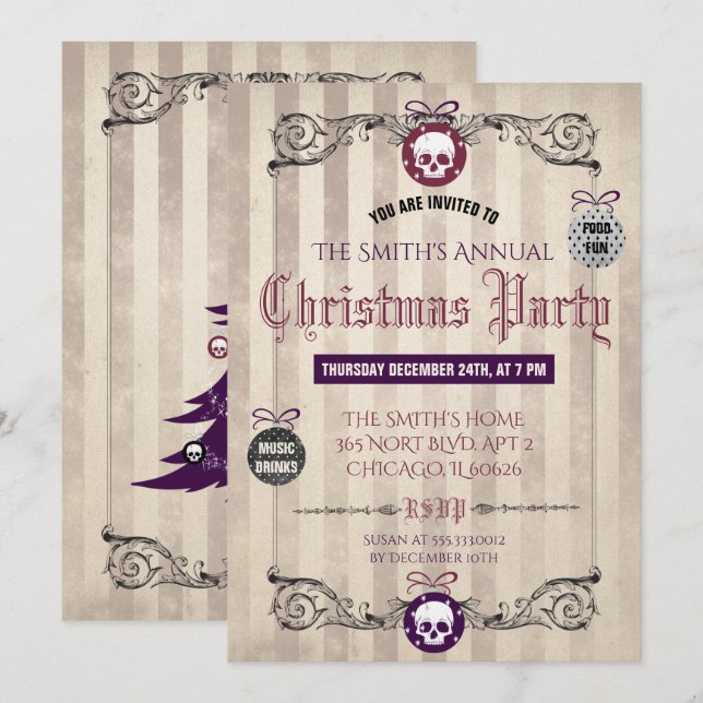 Invitation gothique de fête de Noël (Devant / Derrière)