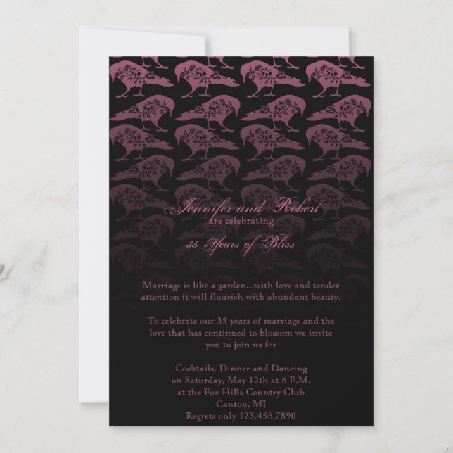 Invitation gothique de mariage et anniversaire de  (Devant)