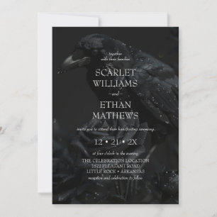 Invitation Gothique Elégant Corbeau & Rose Black Handfasting
