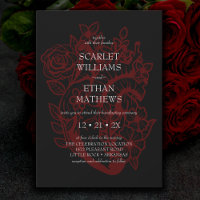 Gothique Élégant Rouge Noir Floral Coeur Handfasti