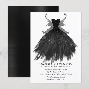 Invitation Gothique Fairy Black Gown Vampy Goth Glam Sheen