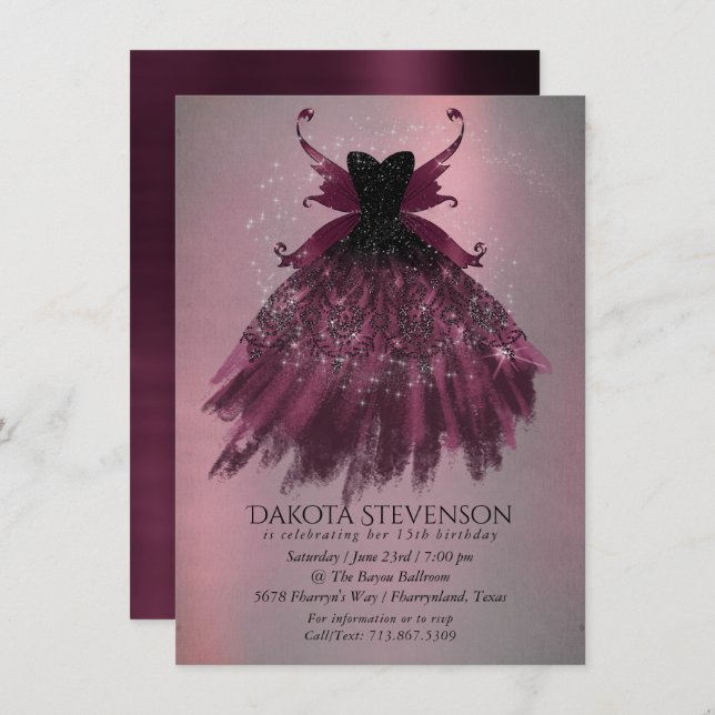 Invitation Gothique Fairy Fuchsia Gown | Punk Rock rose Magen (Devant / Derrière)