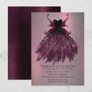 Invitation Gothique Fairy Fuchsia Gown   Punk Rock rose Magen